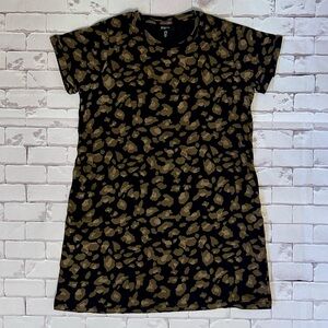 Brunette The Label Black and Brown Leopard Print T-shirt Dress
